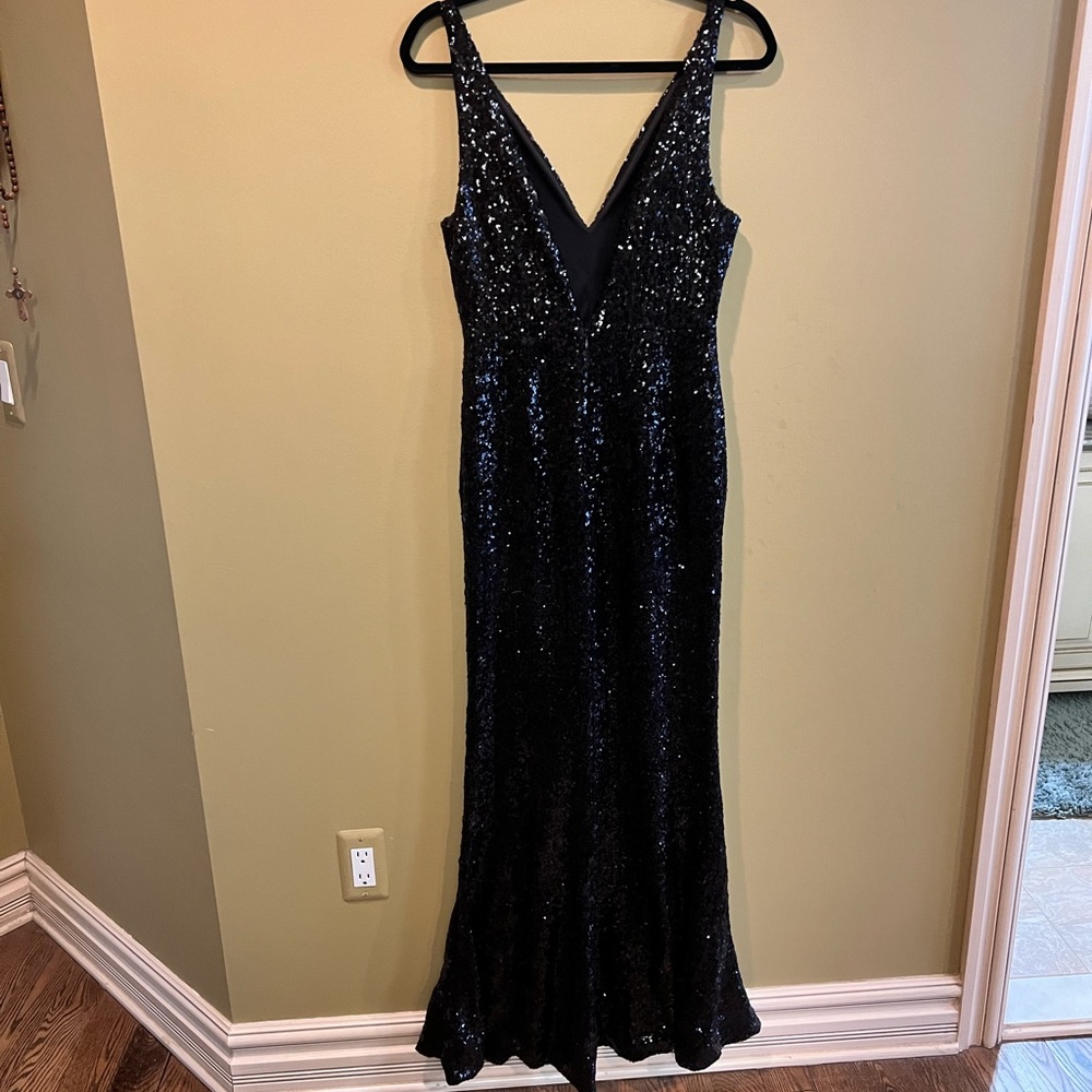 LULUS Long Black Sequins Dress - WORN ONCE